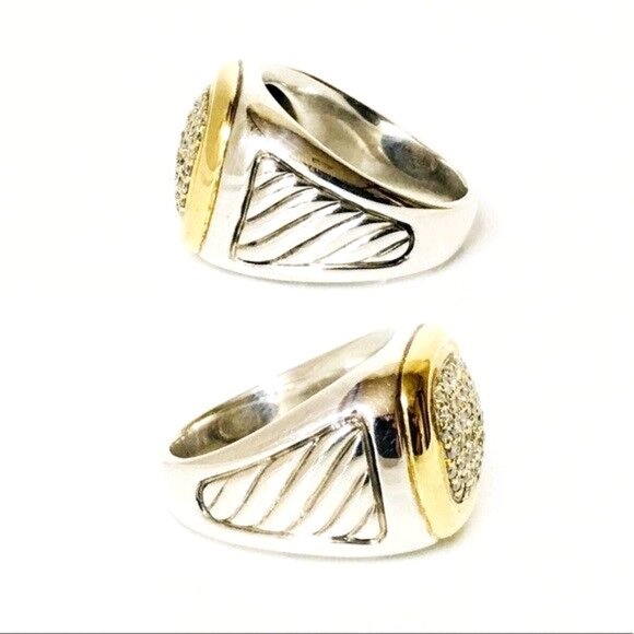 David Yurman Classic Cable Diamond Signet Ring - Picture 3 of 8